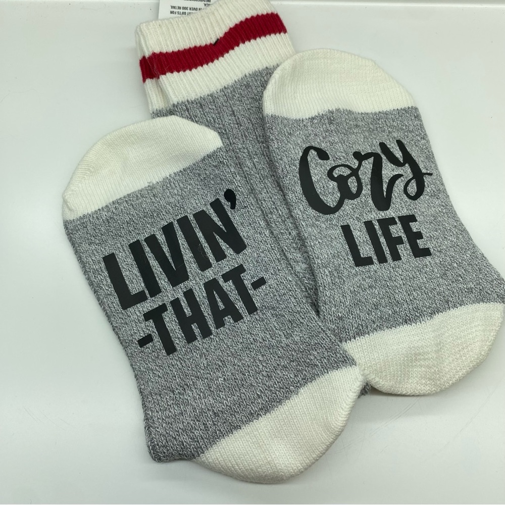 Funny Lumberjack Socks “Living that Cozy Life”